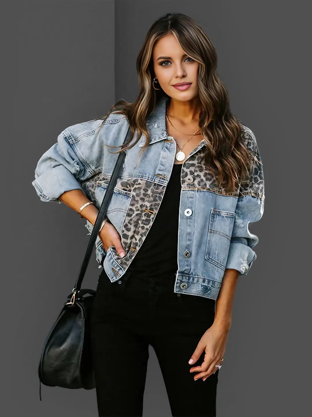 Zoë™ | Denim Jacket met Luipaardprint