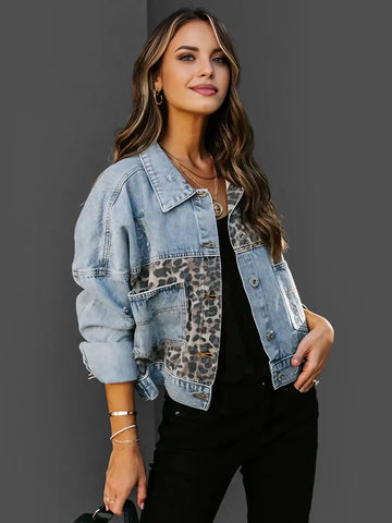 Zoë™ | Denim Jacket met Luipaardprint